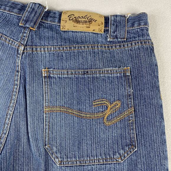 VTG Brooklyn Express Shorts Mens 40 (37) Blue Denim Baggy Loose Skater Y2K Jeans - Picture 7 of 10